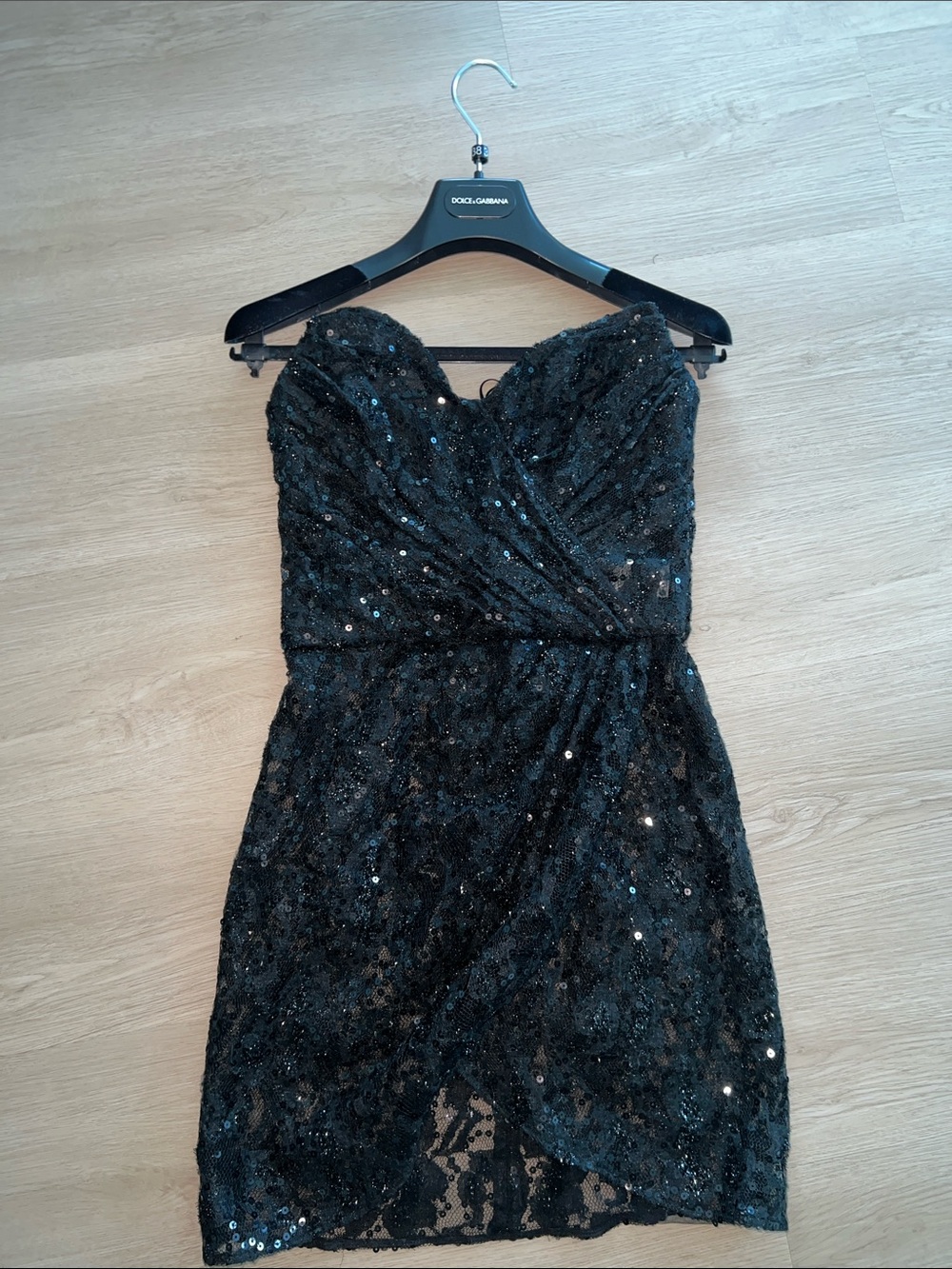 Dolce & Gabbana Black Strapless Sequin Cocktail Dress - Picture 3 of 5